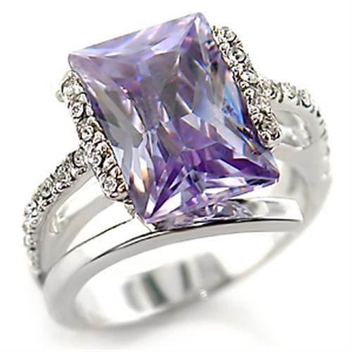 55316 - Rhodium Brass Ring with AAA Grade CZ in Light Amethyst-0