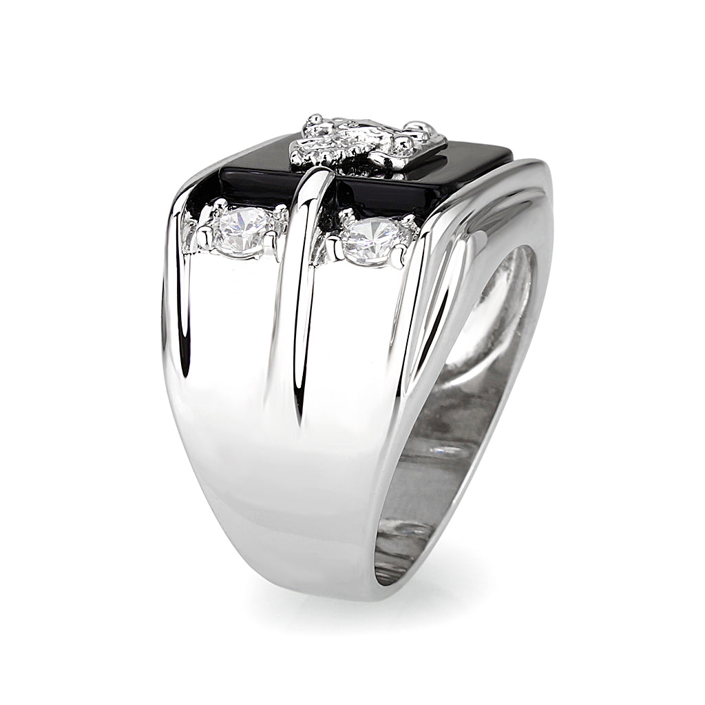 LO5M016- Brass Ring with Epoxy in Jet Rhodium Plated-3