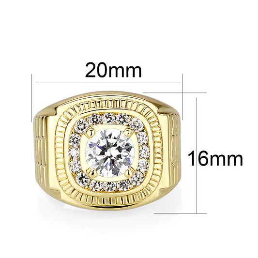 LO5M020- Brass Ring with CZ in Clear Gold Plated-1