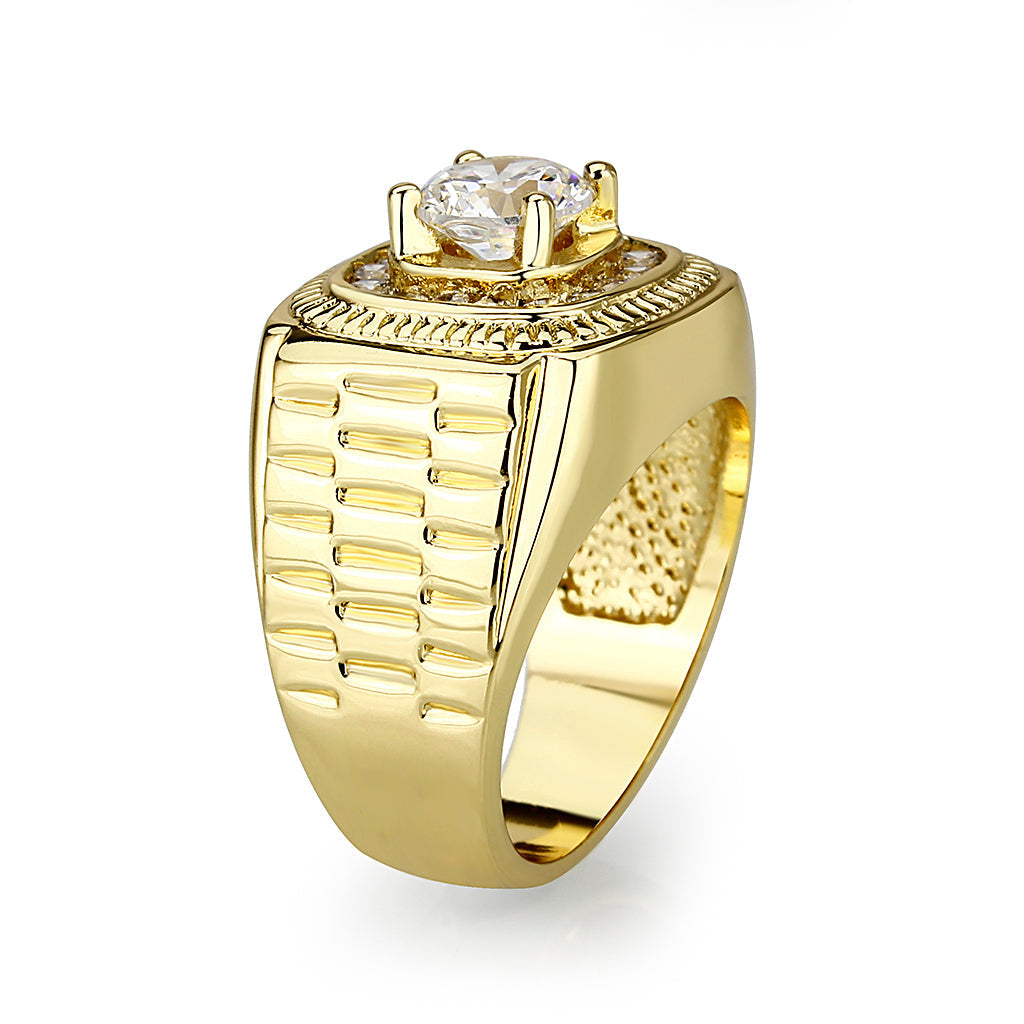 LO5M020- Brass Ring with CZ in Clear Gold Plated-3