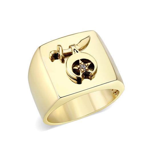 LO5M022 -Ion Gold Plated Brass Ring with No Stone-0