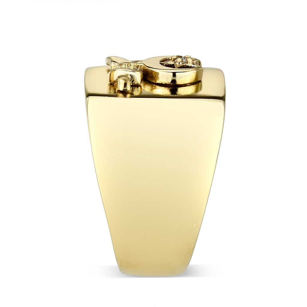 LO5M022 -Ion Gold Plated Brass Ring with No Stone-3