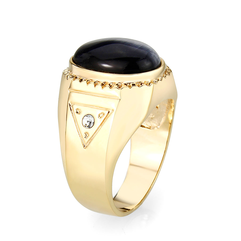 LO5M025-Ion Gold Plated Brass Ring with Black Onyx-3