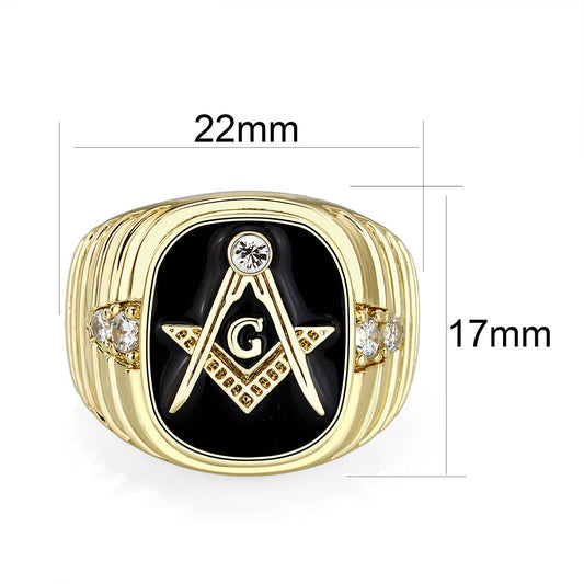 LO5M029-Ion Gold Plated Brass Ring with Black Epoxy-1