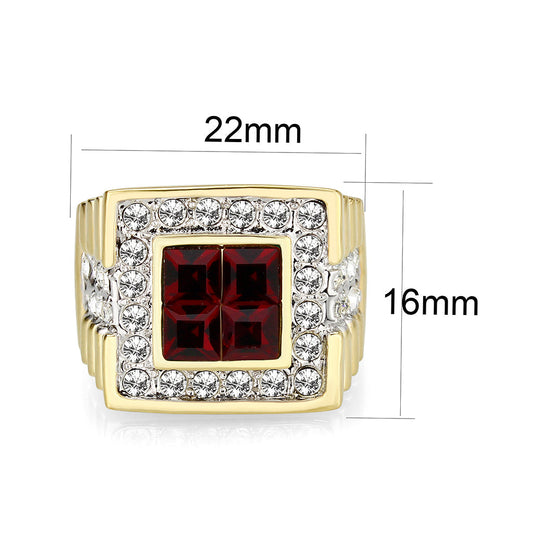 LO5M033-Ion Gold Plated Brass Ring with Synthetic Glass Siam-1