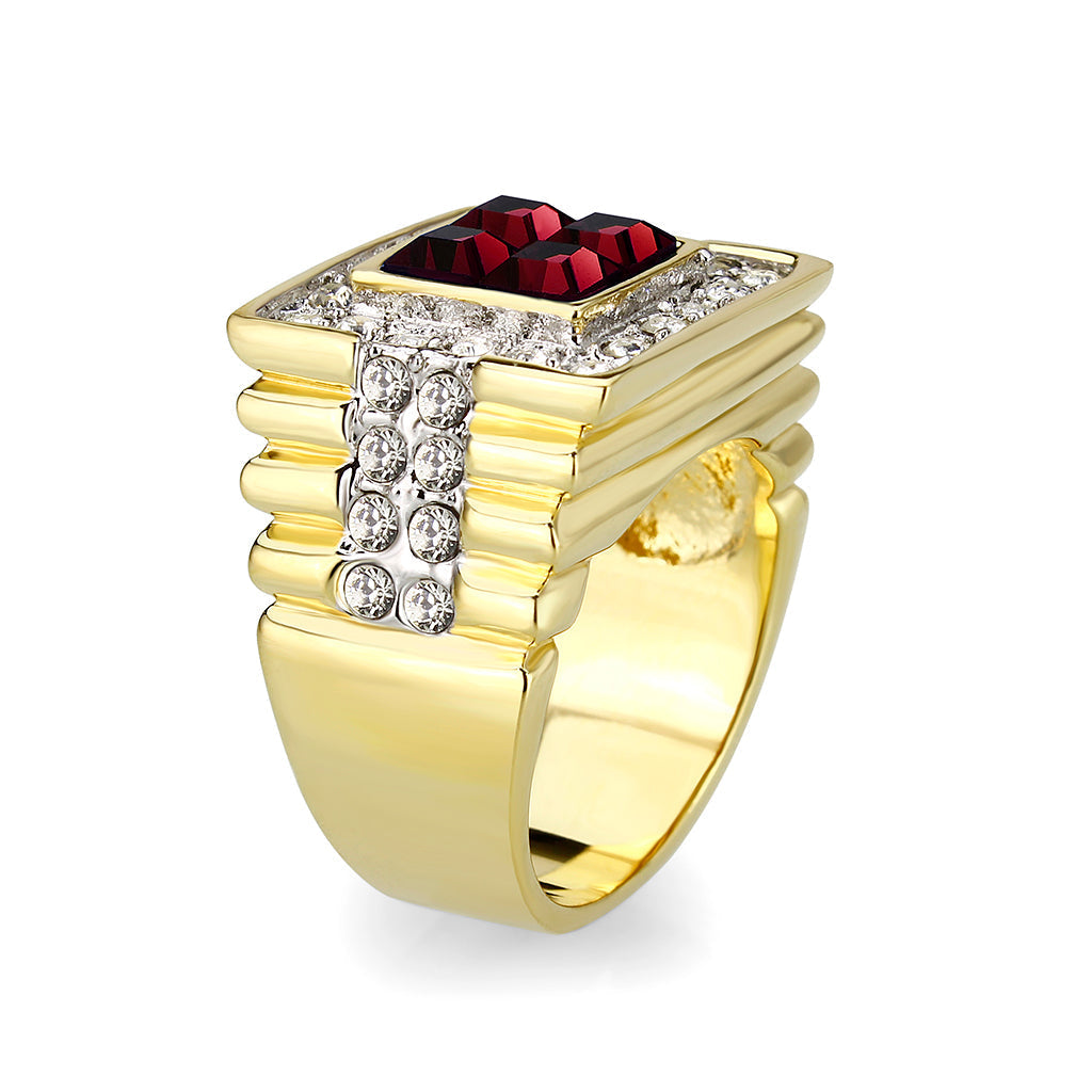 LO5M033-Ion Gold Plated Brass Ring with Synthetic Glass Siam-3