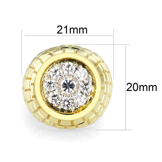 LO5M037-Ion Gold Plated Brass Ring with CZ Clear-1