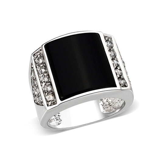 LO5M039-Rhodium Plated Brass Ring with Onyx-0