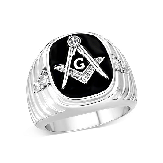 LO5M068 - Rhodium Plated Brass Ring with Epoxy-0