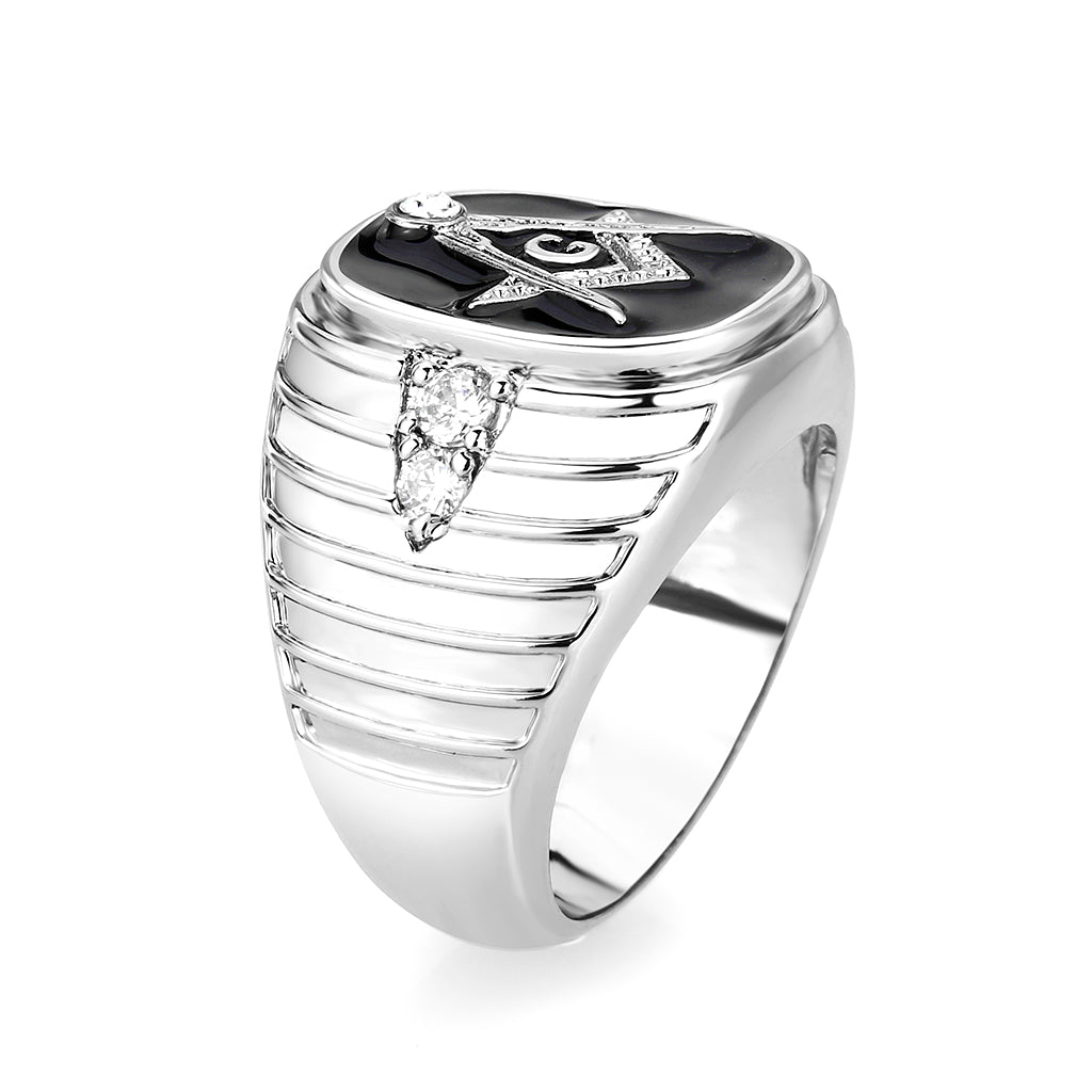 LO5M068 - Rhodium Plated Brass Ring with Epoxy-3