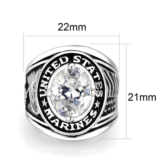 LO5M071 - Rhodium Plated Brass Ring with CZ Clear-1