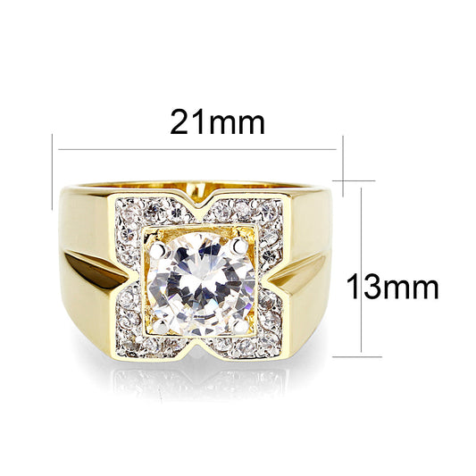 LO5M087 - Ion Gold Plating Brass Ring with AAA Grade CZ in Clear-1