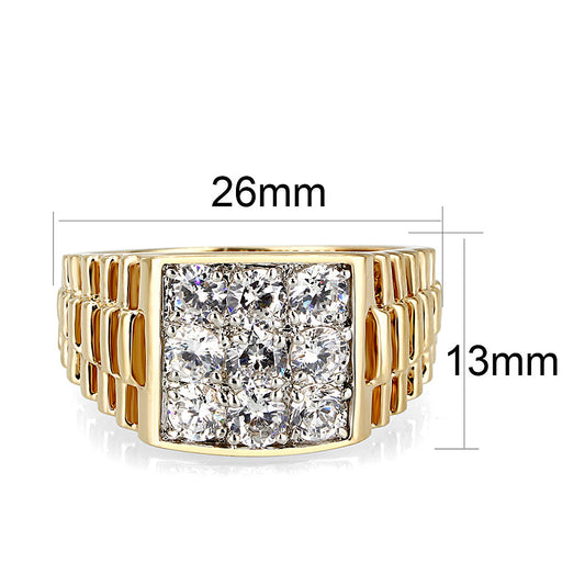 LO5M091 - Ion Gold Plating Brass Ring with AAA Grade CZ in Clear-1