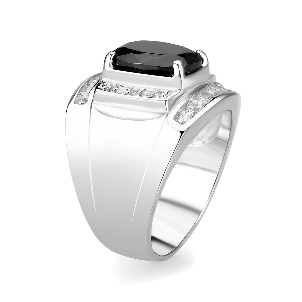 LO5S159- Sterling Silver Ring with AAA Grade CZ High Polished(No Plated)-3