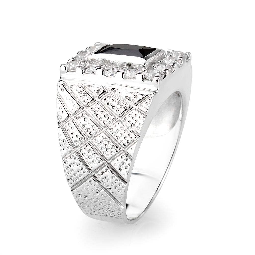 LO5S160- Sterling Silver Ring with AAA Grade CZ High Polished(No Plated)-3