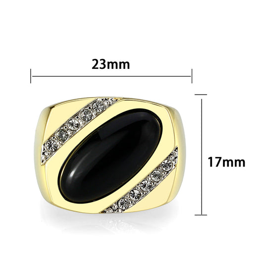 LO5M183-Ion Gold Plated Brass Ring with Black Onyx-1