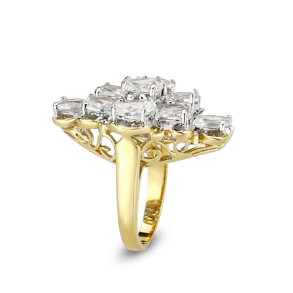 LO5W005- IP Gold Plated Ring with CZ In Clear-3