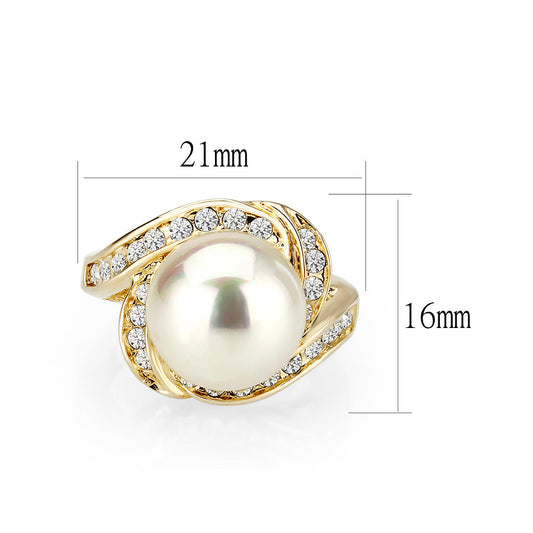 LO5W007- IP Gold Plated Ring with Peral In White-1