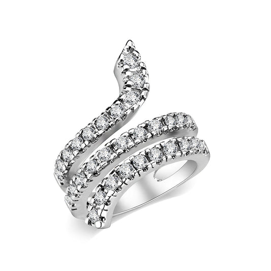 LO5W011- Rhodium Plated Ring with Crystal Glass In Clear-0