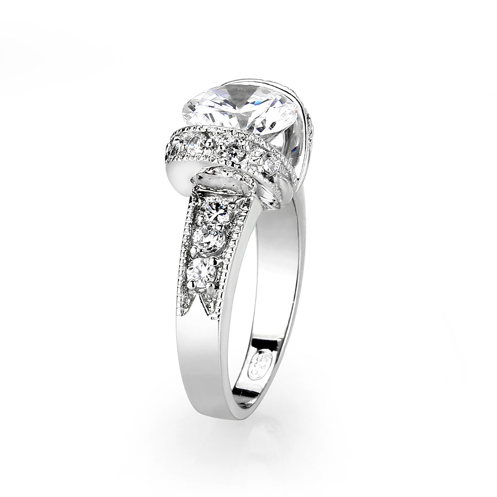 LO5W047- Rhodium Plated Brass Ring with CZ In Clear-3