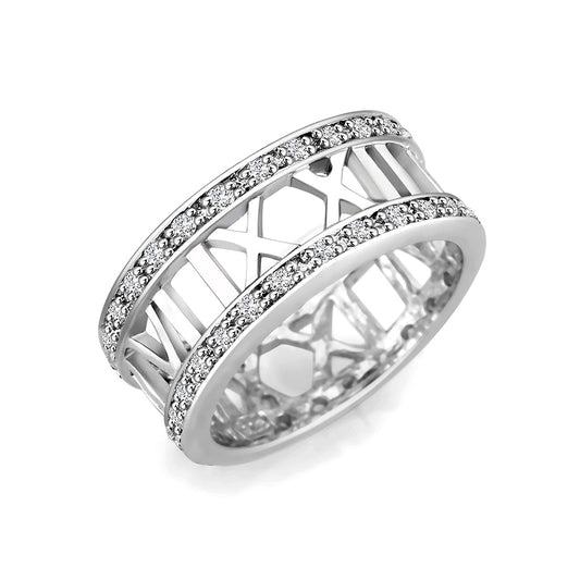 LO5W048- Rhodium Plated Brass Ring with CZ In Clear-0
