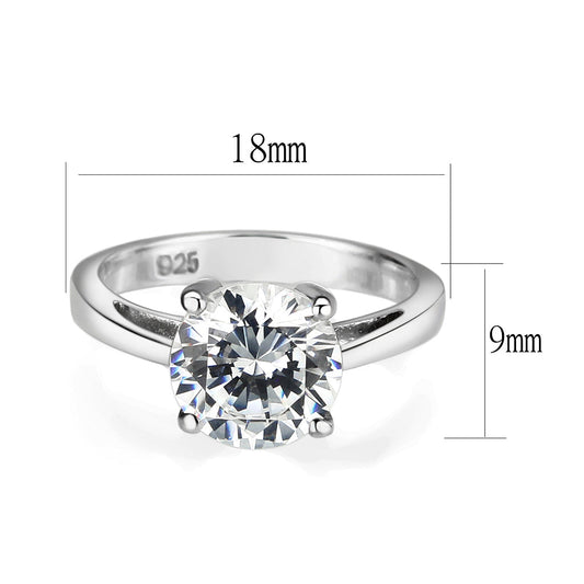 LO5W051- Rhodium Plated Brass Ring with CZ In Clear-1