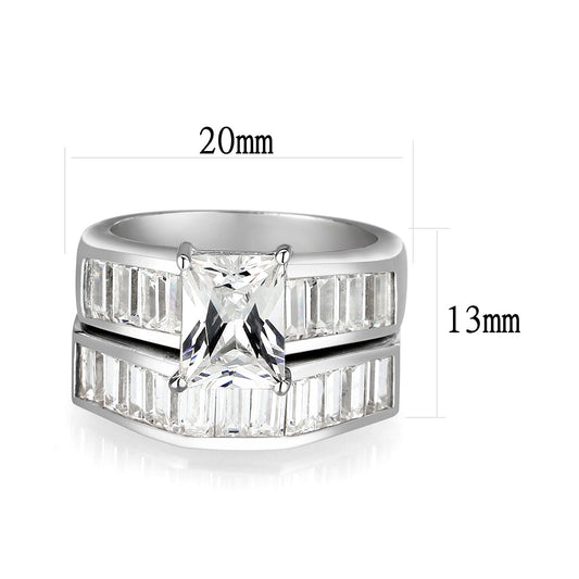 LO5S059- Sterling Silver Ring with CZ In Clear High Polished( NO Plating)-1