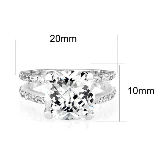 LO5S060- Sterling Silver Ring with CZ In Clear High Polished( NO Plating)-1