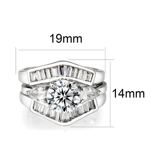 LO5W062- Rhodium Plated Brass Ring with CZ In Clear-1