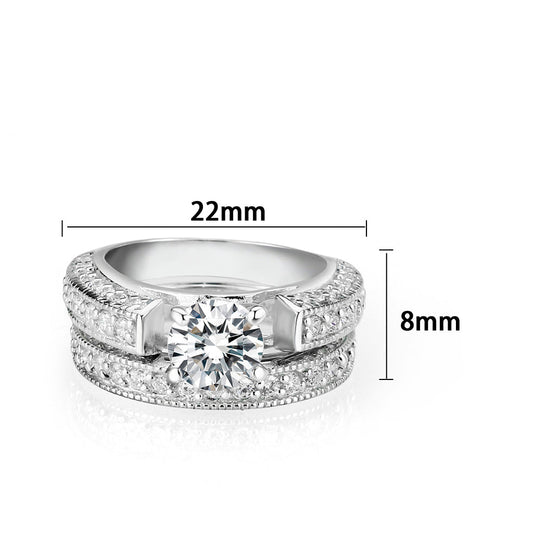 LO5S075- Sterling Silver Ring with CZ In Clear High Polished( NO Plating)-1