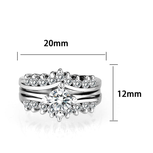 LO5S076- Sterling Silver Ring with CZ In Clear High Polished( NO Plating)-1