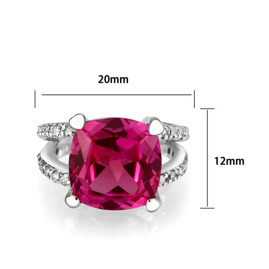 LO5S084- Sterling Silver Ring with CZ In Ruby High Polished( NO Plating)-1
