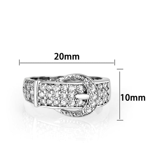LO5W097-Rhodium Plated Brass Ring with CZ In Clear-1