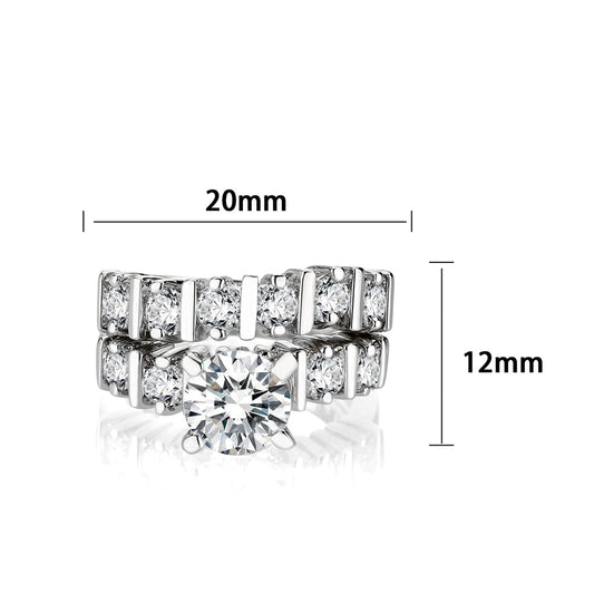 LO5W098- Rhodium Plated Brass Ring with CZ In Clear-1