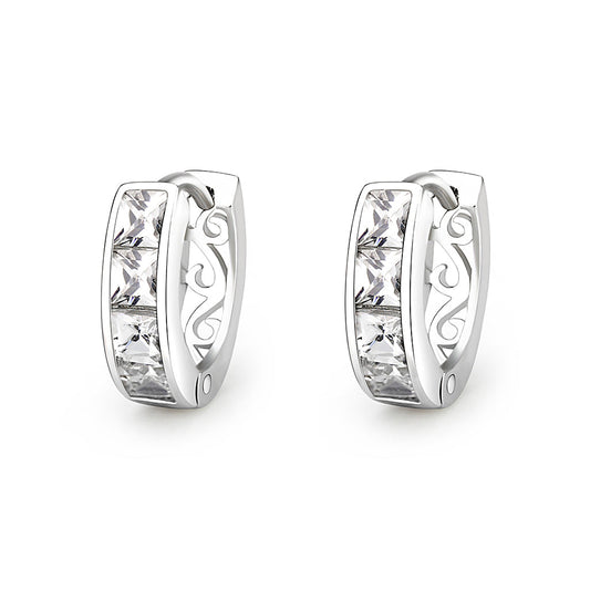LO5S107 - Sterling Silver Earrings with AAA Grade CZ in Clear-0