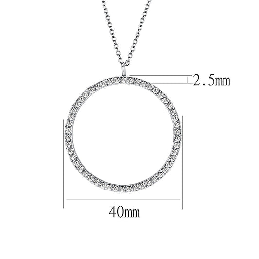 LO5W118- Brass Pendant (Chain Not Included) with Clear Crystal Glass In Rhodium Plated-0
