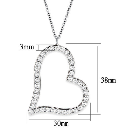 LO5W119- Brass Pendant (Chain Not Included) with Clear Crystal Glass In Rhodium Plated-1