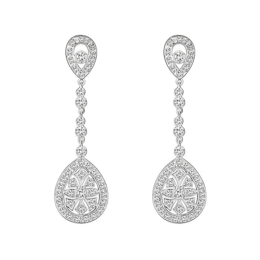 LO5W120 - Brass Earrings with AAA Grade CZ in Clear-0