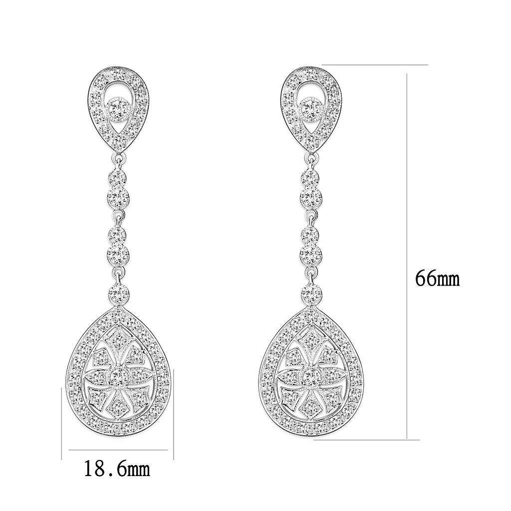 LO5W120 - Brass Earrings with AAA Grade CZ in Clear-2