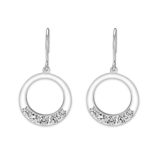 LO5S126 - Sterling Silver Earrings With CZ Clear In High Polished( No Plated)-0