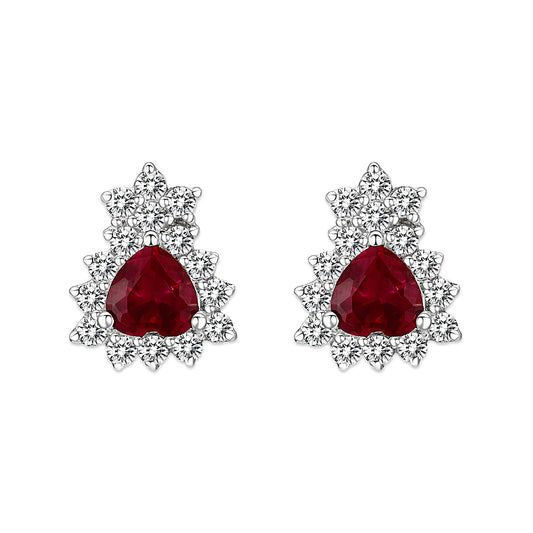 LO5S127 - Sterling Silver Earrings With CZ Red In High Polished( No Plated)-0