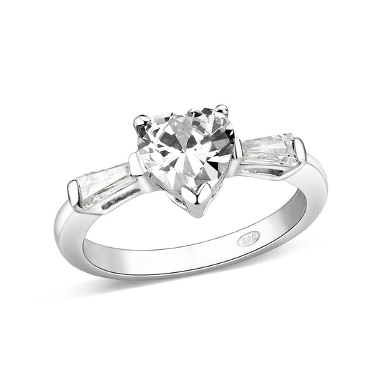 LO5S230- Sterling Silver Ring with CZ In Clear High Polished( NO Plating)-0