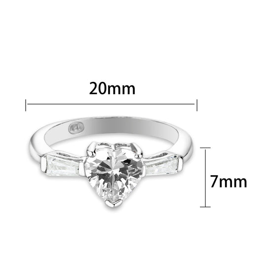 LO5S230- Sterling Silver Ring with CZ In Clear High Polished( NO Plating)-1