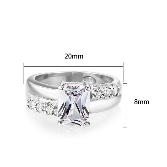 LO5S233- Sterling Silver Ring with CZ In Clear High Polished( NO Plating)-1