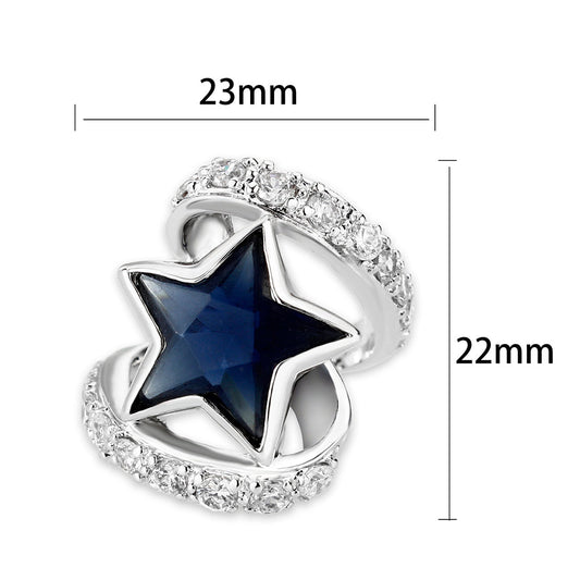 LO5W239- Brass Ring With Synthetic Glass in Montana Rhodium Plated-1