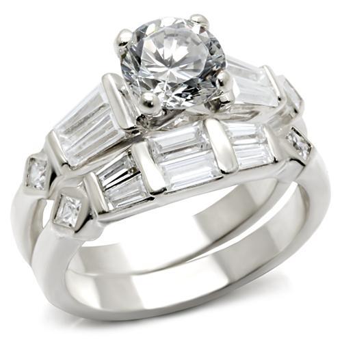6X014 - Rhodium Brass Ring with AAA Grade CZ in Clear-0