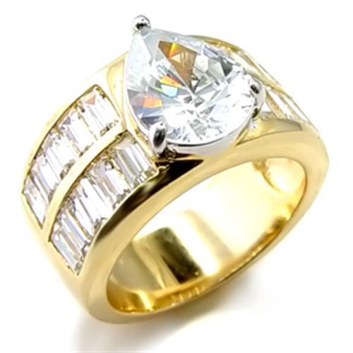 6X015 - Gold+Rhodium Brass Ring with AAA Grade CZ in Clear-0