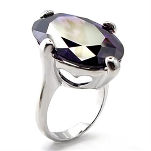 6X025 - Rhodium Brass Ring with AAA Grade CZ in Amethyst-0