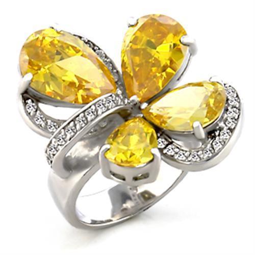 6X044 - Rhodium Brass Ring with AAA Grade CZ in Topaz-0