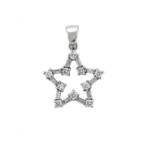 6X081 - High-Polished 925 Sterling Silver Pendant with AAA Grade CZ in Clear-0
